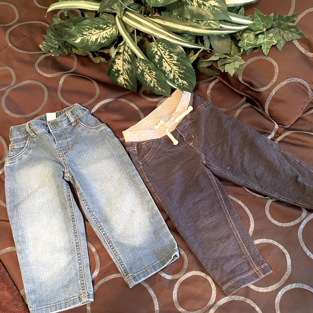 2 pants bundle baby boy 24M Stylish Kid Denim & blue chambray Pant Elastic waist